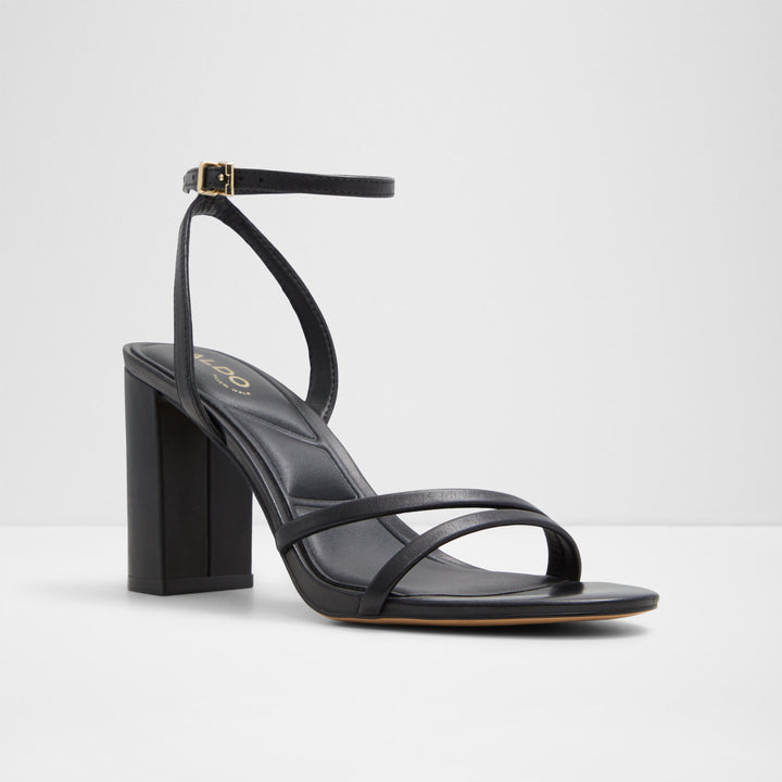 Sandálias em preto, salto em bloco - ROSALIND