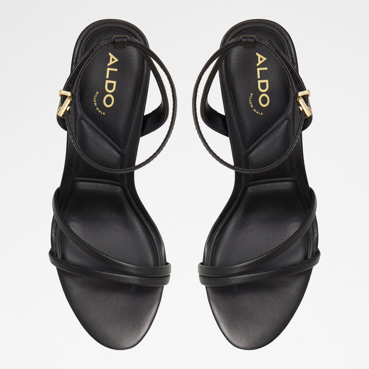 Sandálias em preto, salto em bloco - ROSALIND