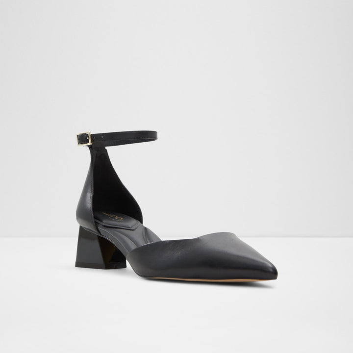 Sapatos em pele preto, salto em bloco - SABIYA