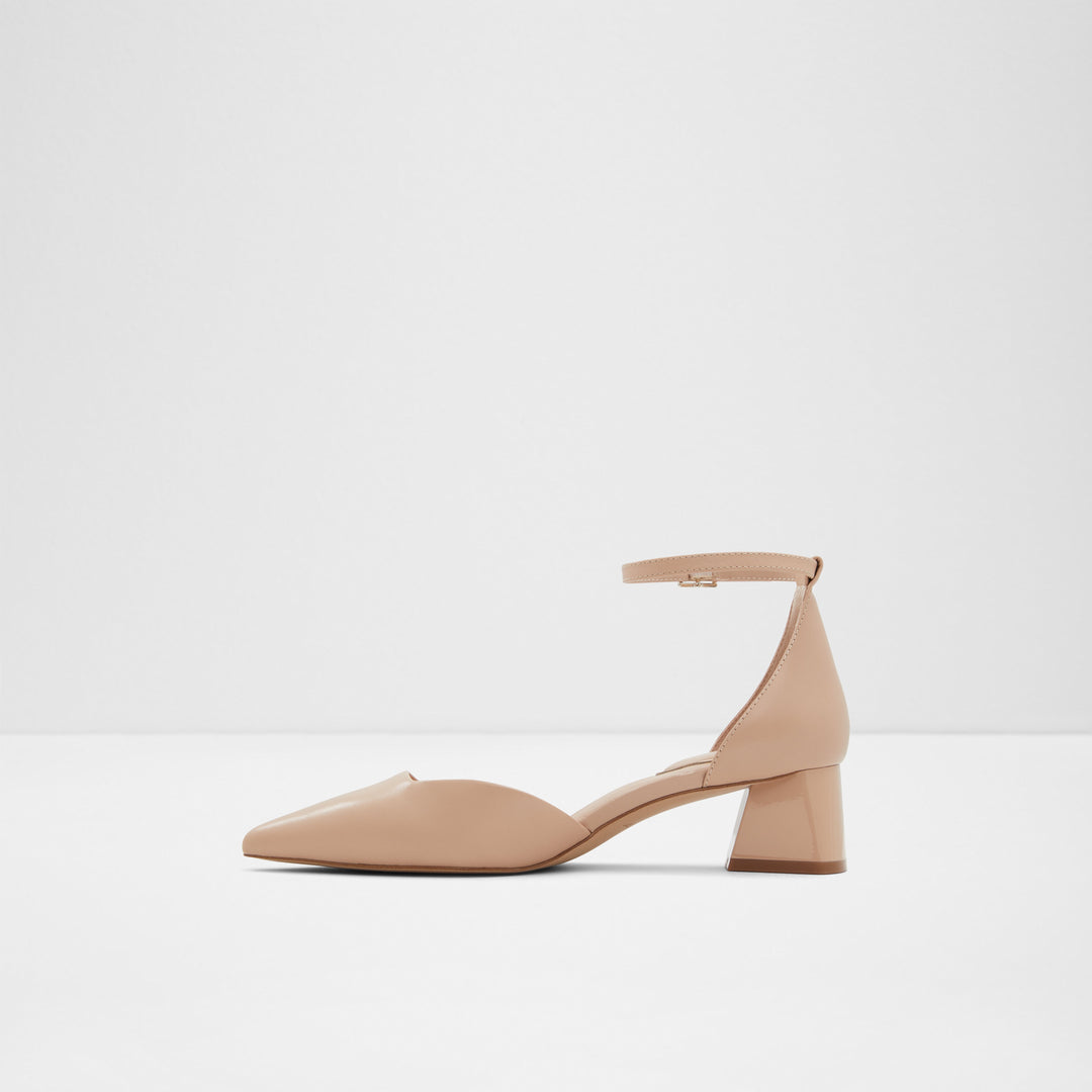 Sapatos em pele bege, salto em bloco - SABIYA