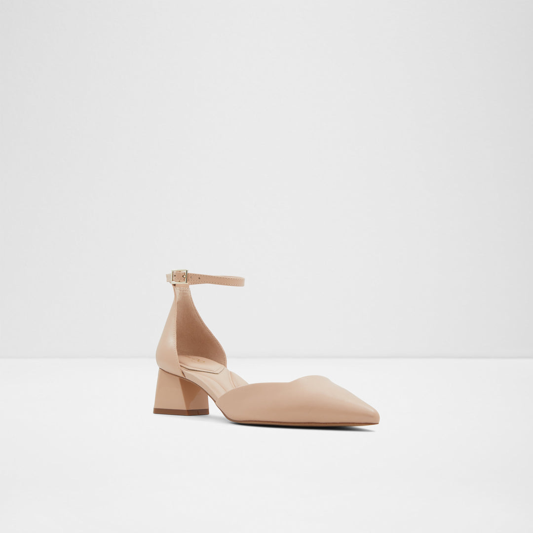 Sapatos em pele bege, salto em bloco - SABIYA