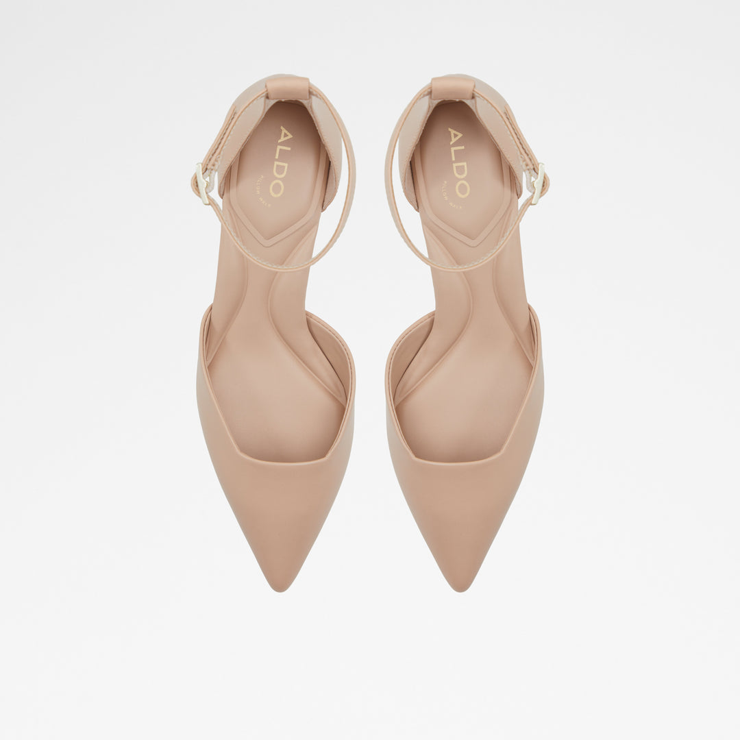 Sapatos em pele bege, salto em bloco - SABIYA