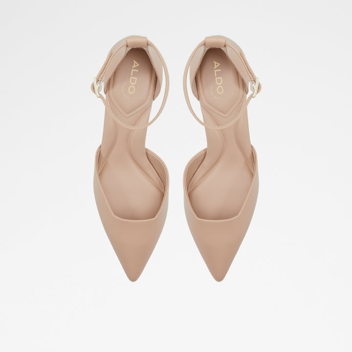 Sapatos em pele bege, salto em bloco - SABIYA