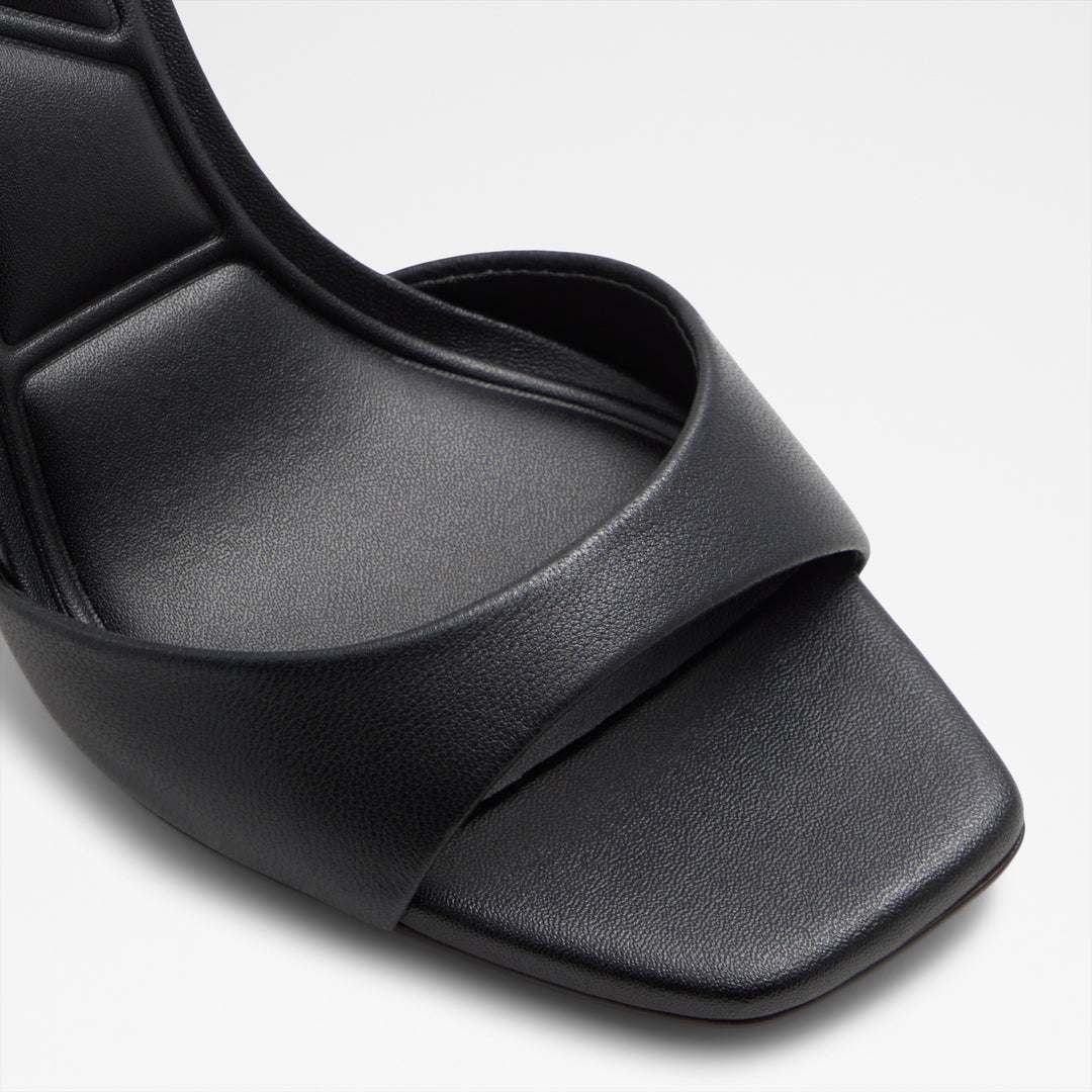 Sandálias em pele preto, salto fino - SAKE