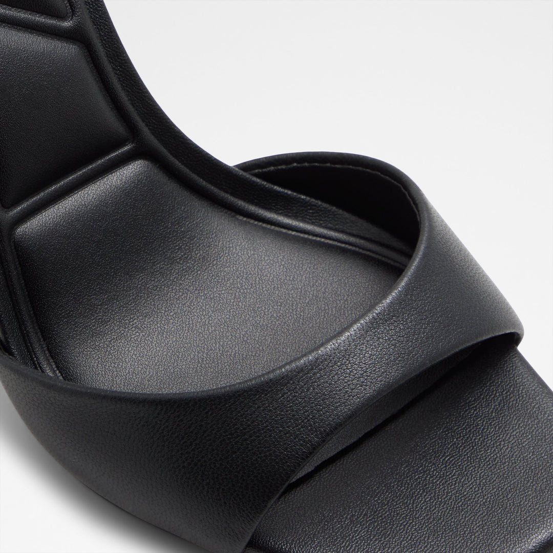 Sandálias em pele preto, salto fino - SAKE