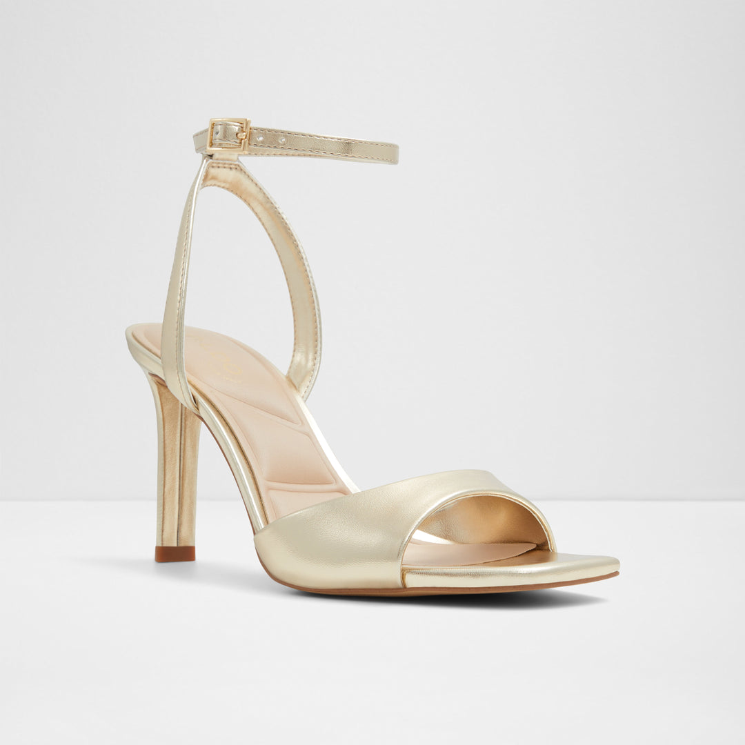 Sandálias em dourado, salto fino - SAKE