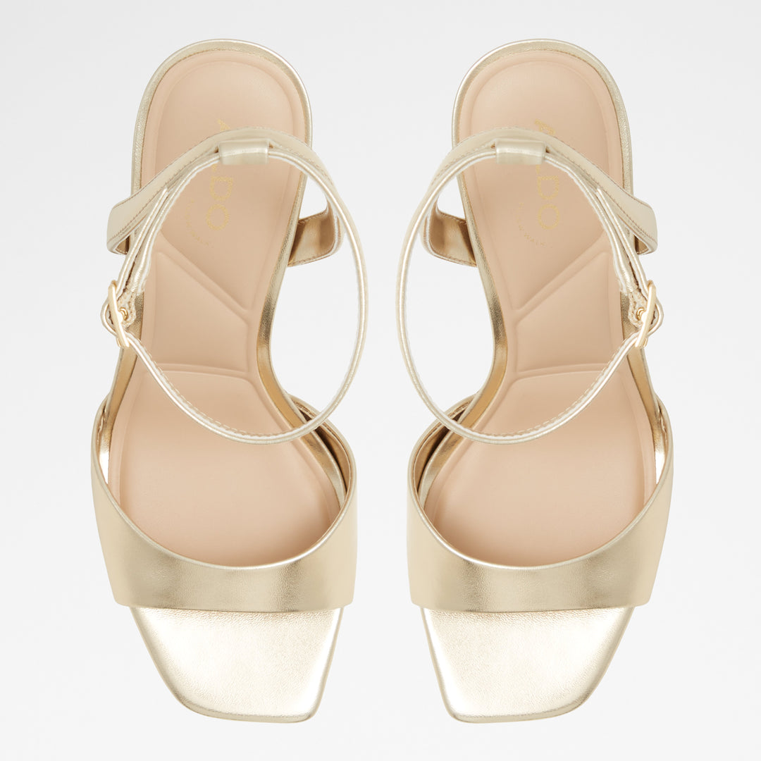 Sandálias em dourado, salto fino - SAKE