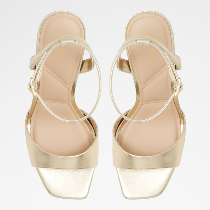 Sandálias em dourado, salto fino - SAKE