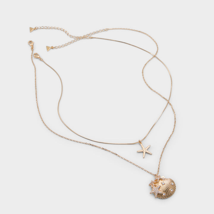 Colar Mulher ALDO Dourado Duplo com Pendentes Concha e Estrela do Mar