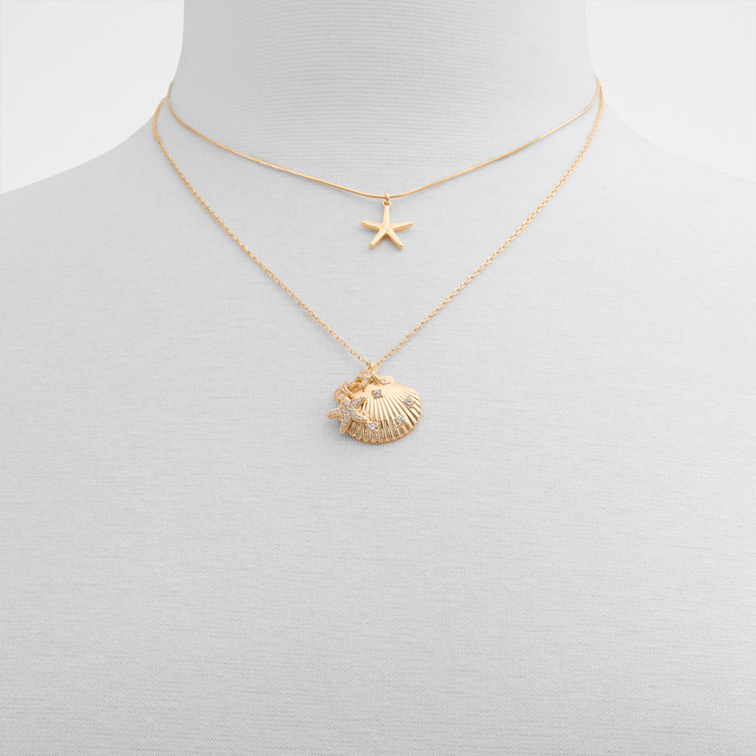 Colar Mulher ALDO Dourado Duplo com Pendentes Concha e Estrela do Mar