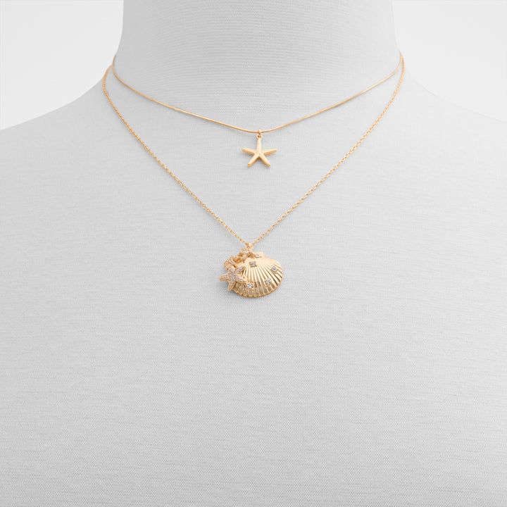 Colar Mulher ALDO Dourado Duplo com Pendentes Concha e Estrela do Mar