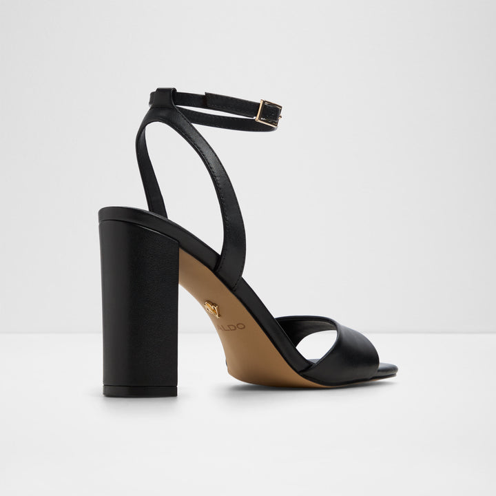 Sandálias em pele preto, salto em bloco - SERENYA