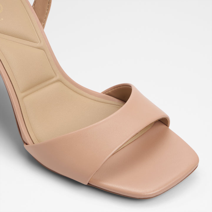 Sandálias em pele bege, salto em bloco - SERENYA