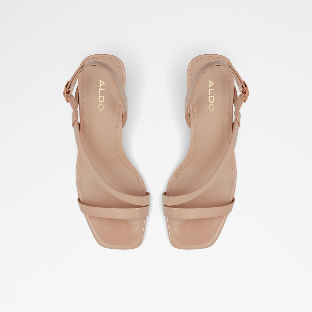 Sandálias em verniz bege, salto em bloco - SHENNA