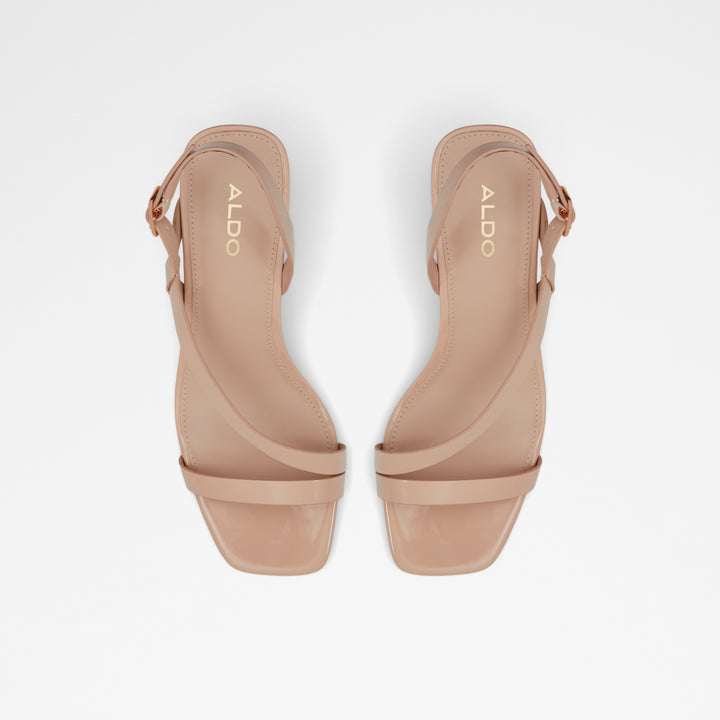 Sandálias em verniz bege, salto em bloco - SHENNA