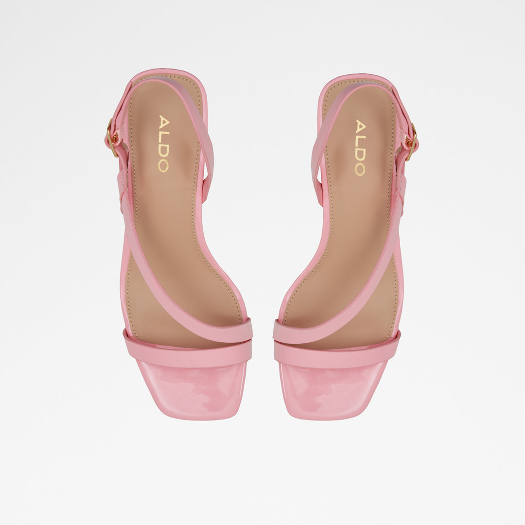 Sandálias em verniz rosa, salto em bloco - SHENNA