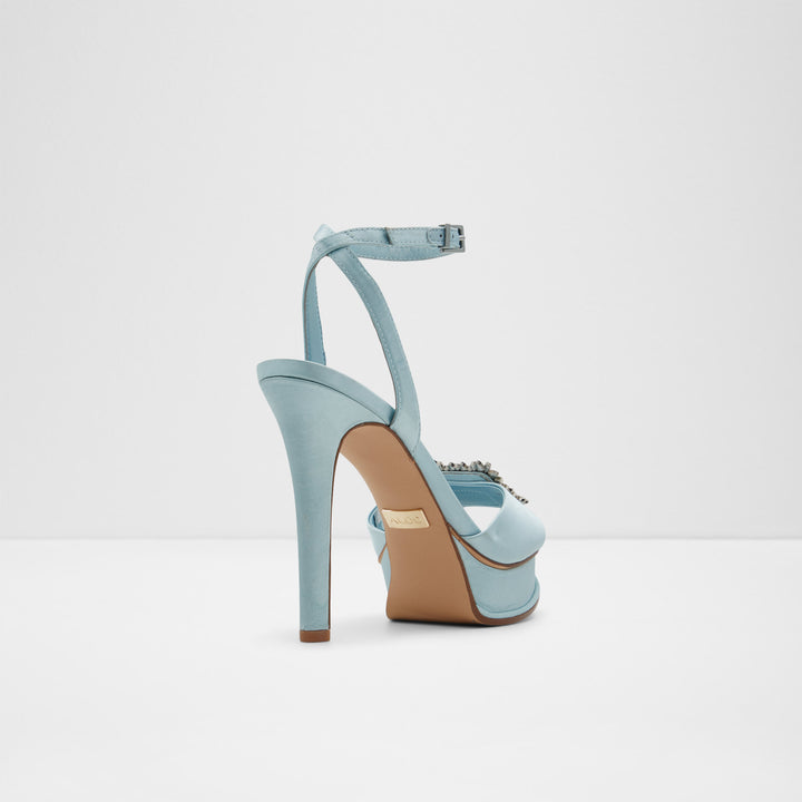 Sandálias em azul, salto fino - SOLITAIRA