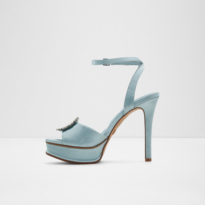 Sandálias em azul, salto fino - SOLITAIRA