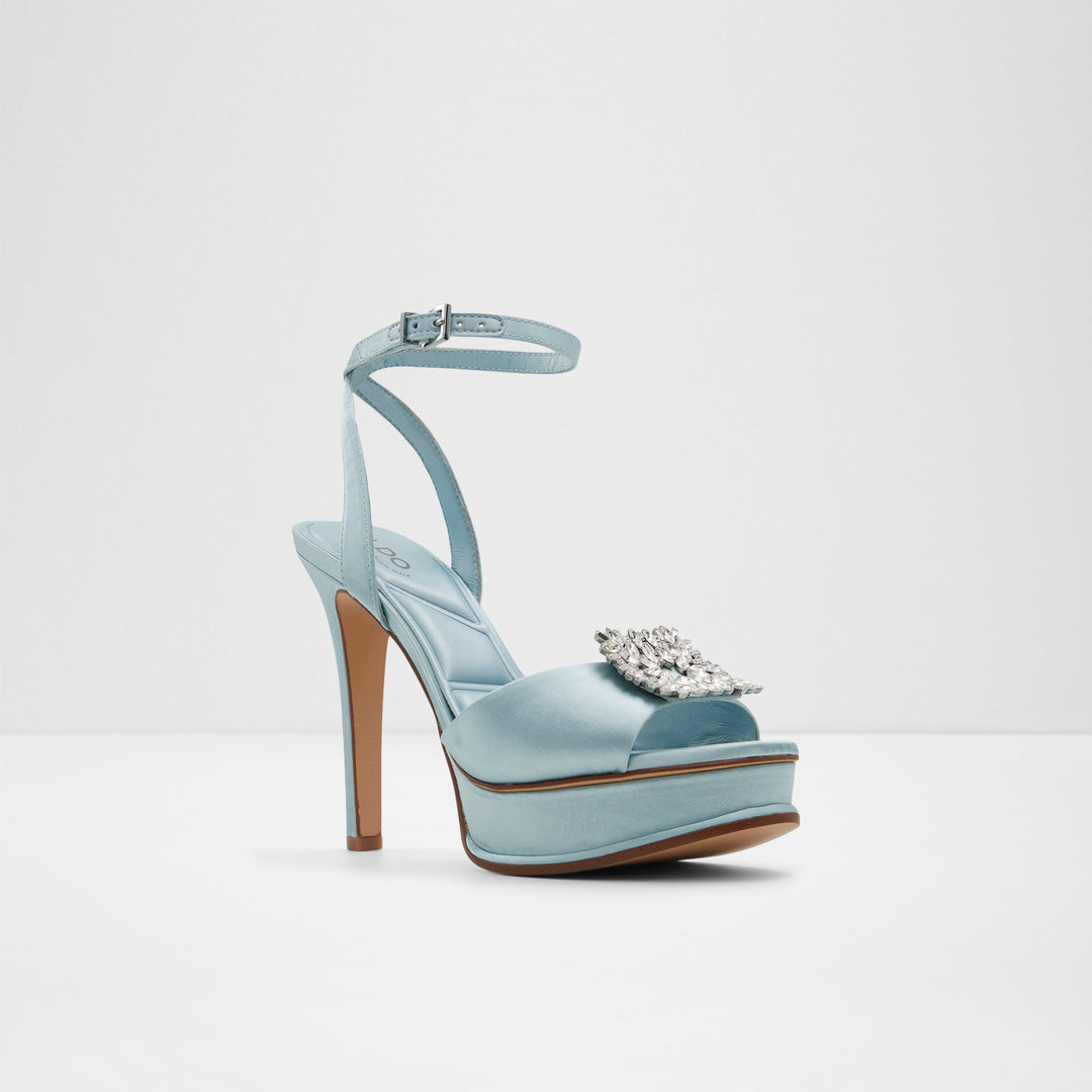 Sandálias em azul, salto fino - SOLITAIRA