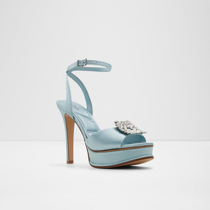 Sandálias em azul, salto fino - SOLITAIRA