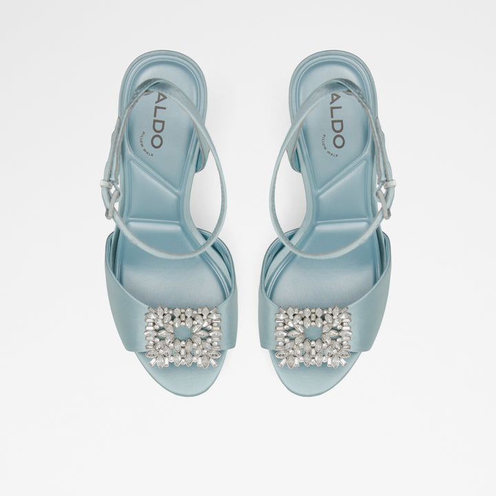 Sandálias em azul, salto fino - SOLITAIRA