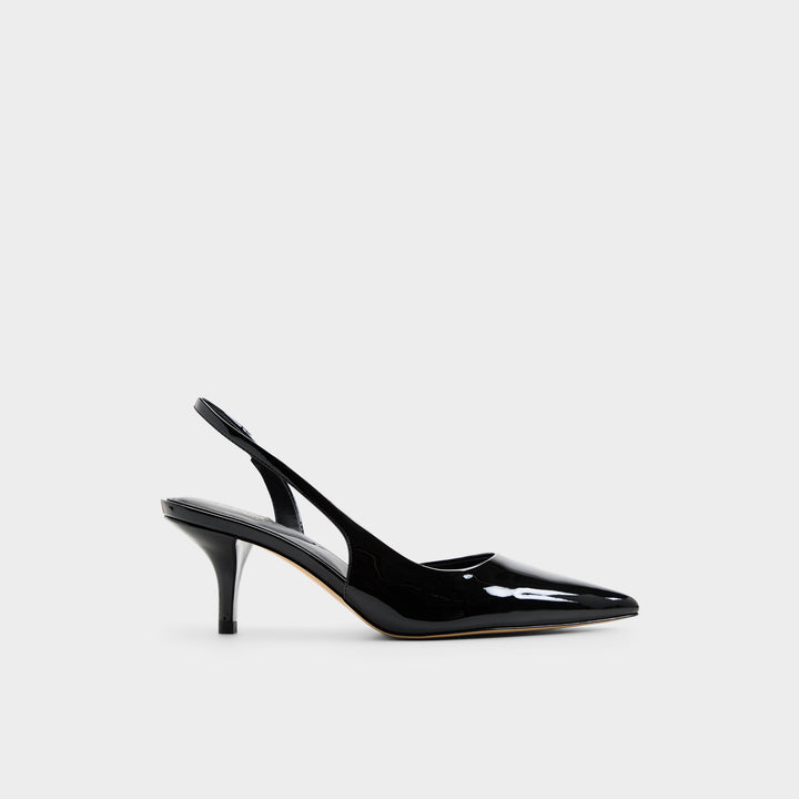 Sapatos em verniz preto, salto fino - STESSYLOWSLING