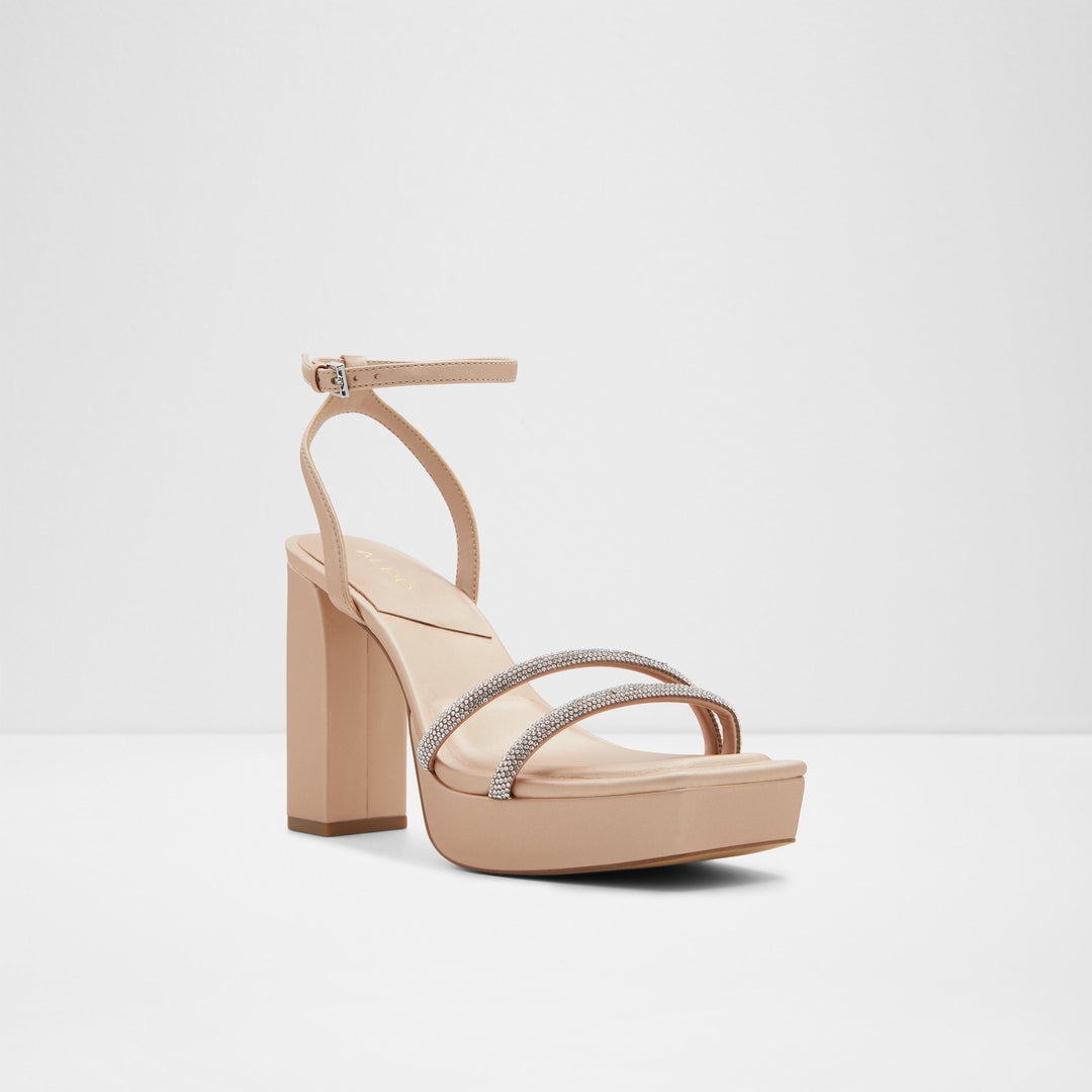 Sandálias em bege, salto em bloco - TINTIN