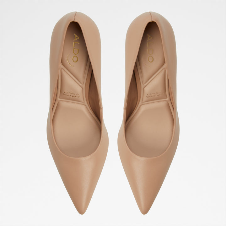 Sapatos em pele bege, salto fino - VERONE