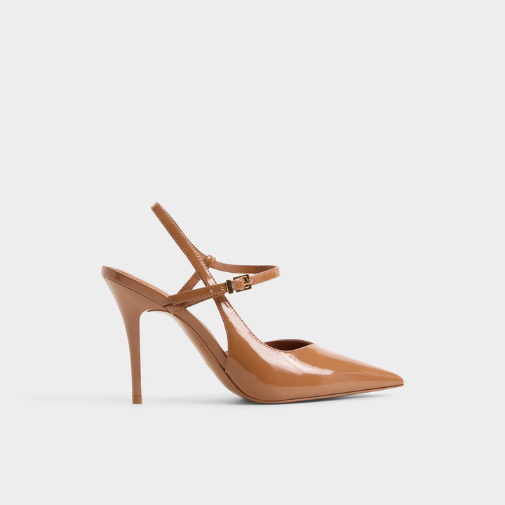 Sapatos em verniz cognac, salto fino - VIVENNE