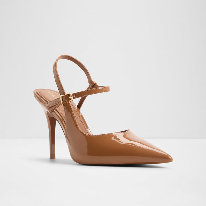 Sapatos em verniz cognac, salto fino - VIVENNE