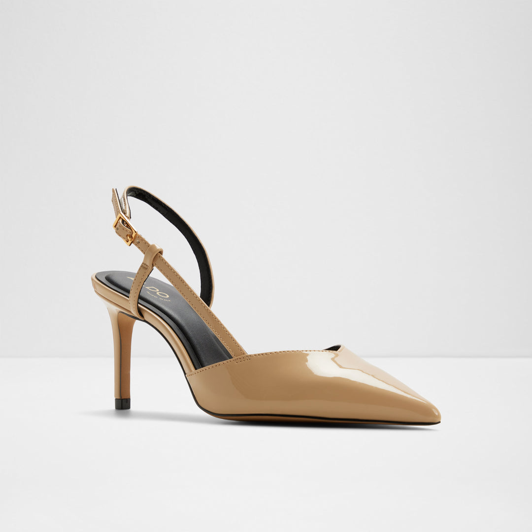 Sapatos em verniz bege, salto fino - VIVENNIA