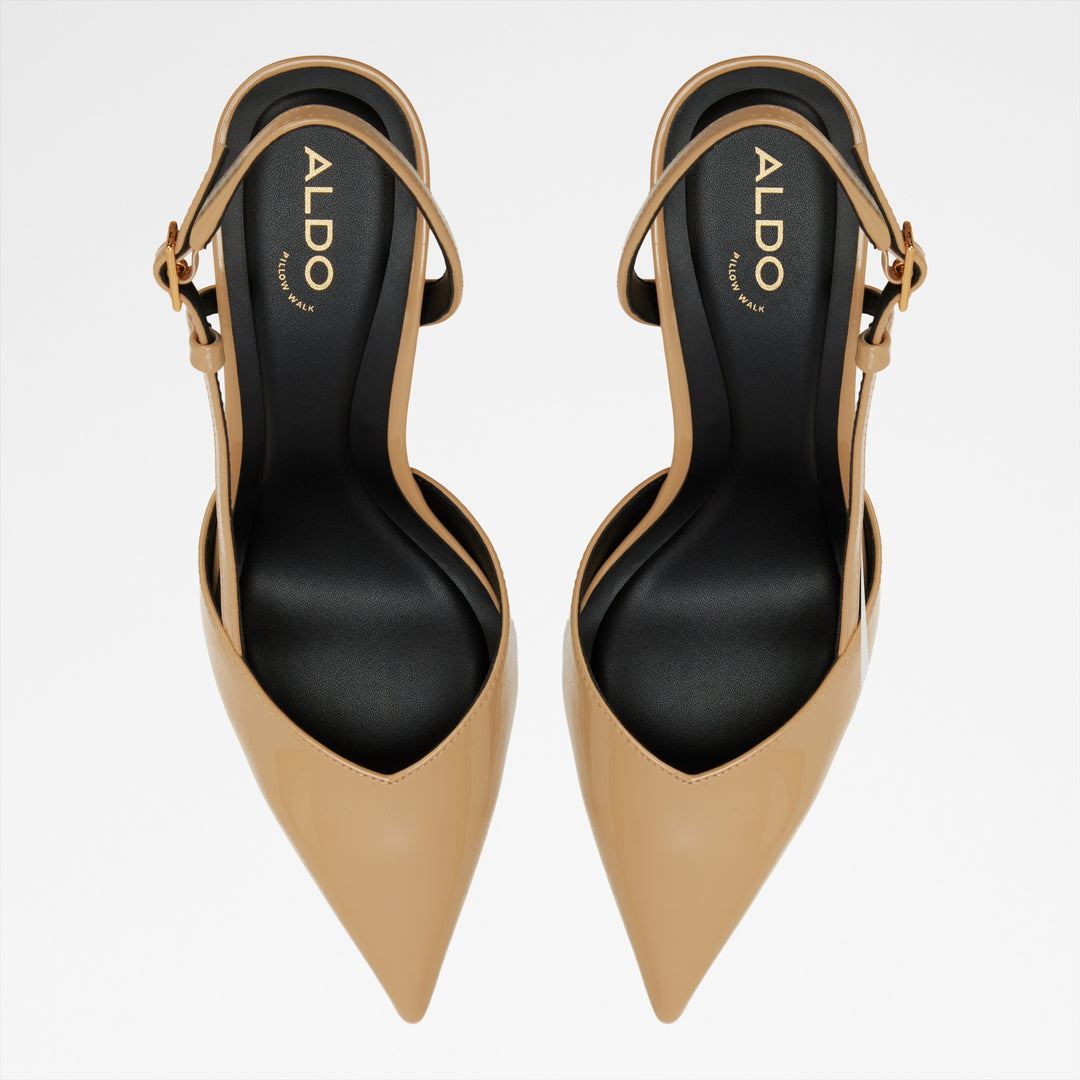 Sapatos em verniz bege, salto fino - VIVENNIA