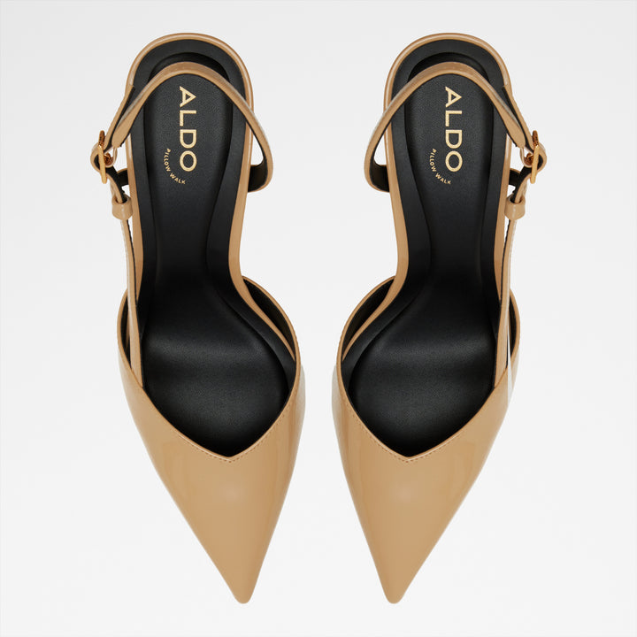 Sapatos em verniz bege, salto fino - VIVENNIA