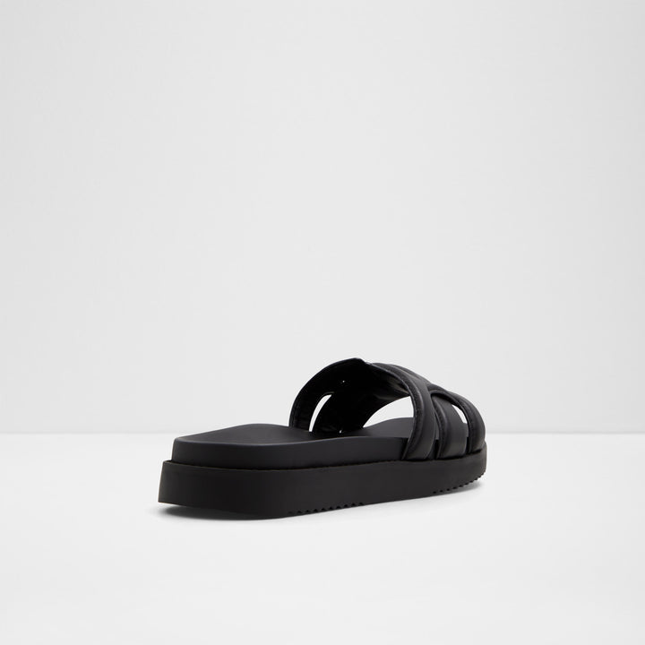 Sandálias rasas em pele preto - WYLALAENDAR