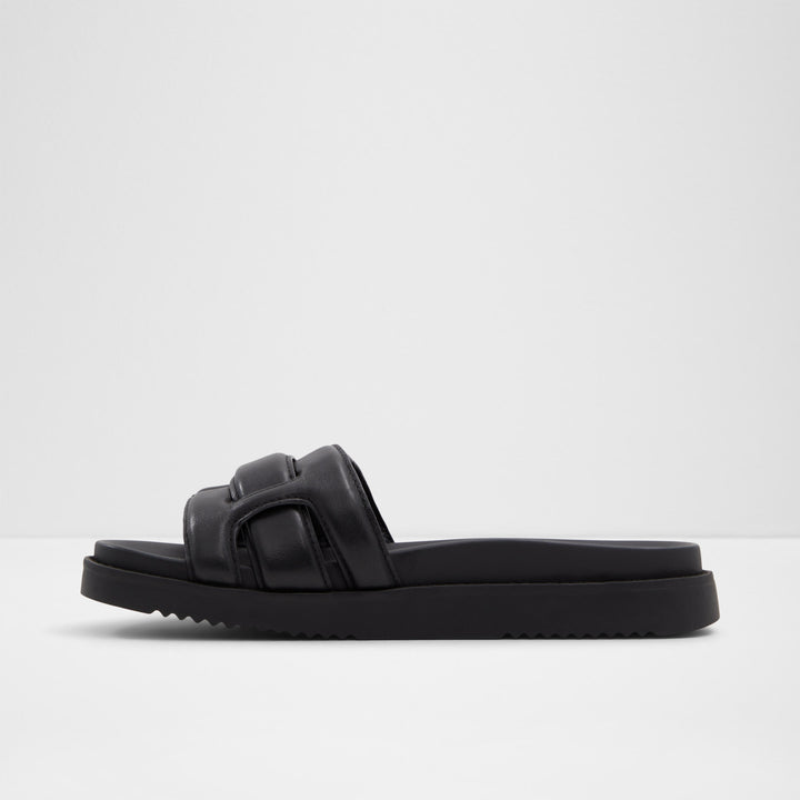 Sandálias rasas em pele preto - WYLALAENDAR