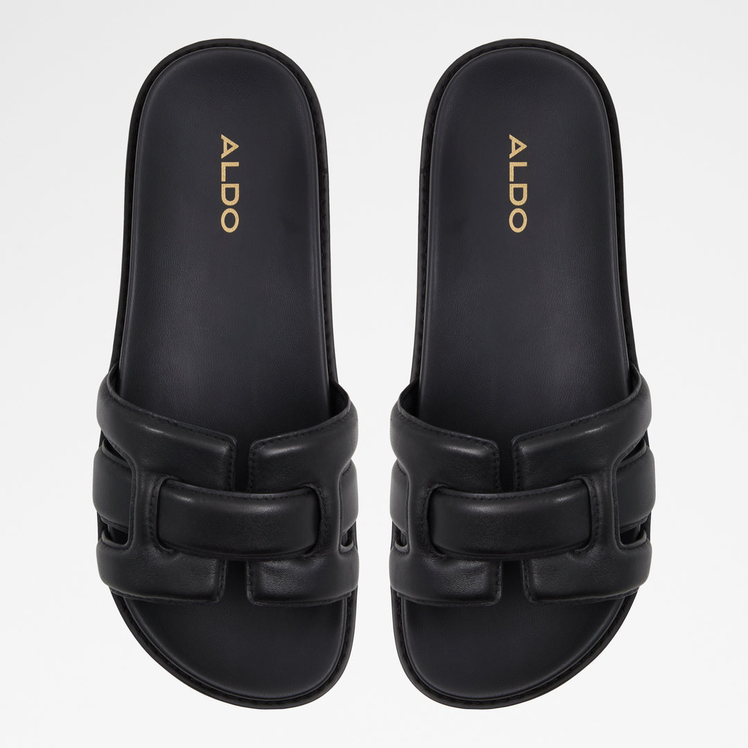 Sandálias rasas em pele preto - WYLALAENDAR