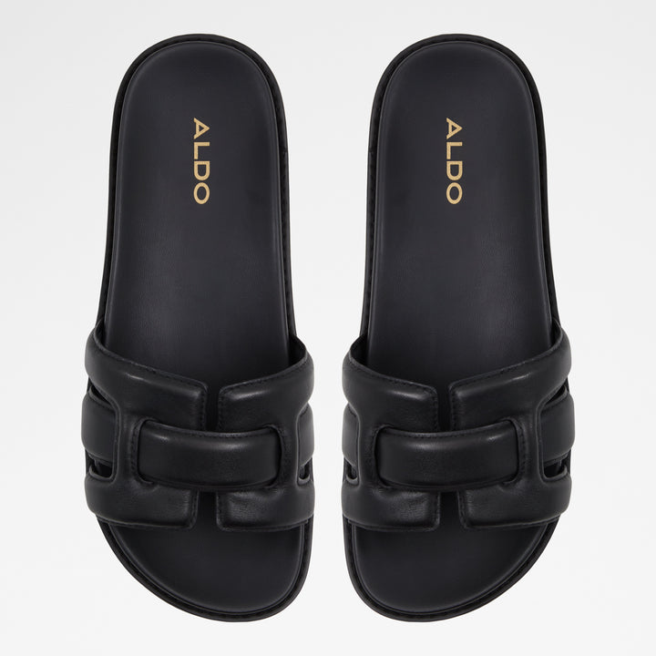 Sandálias rasas em pele preto - WYLALAENDAR