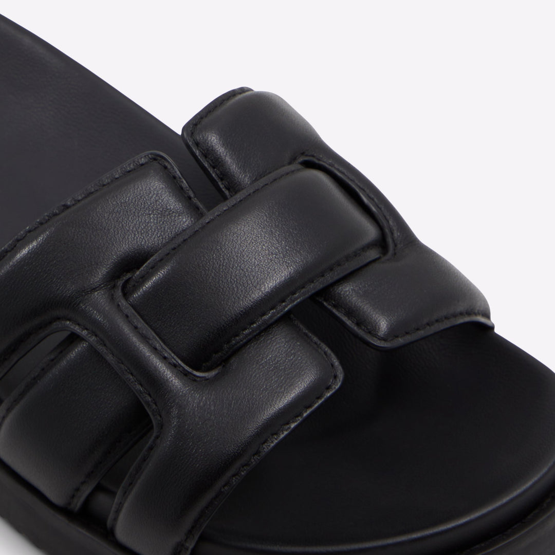 Sandálias rasas em pele preto - WYLALAENDAR