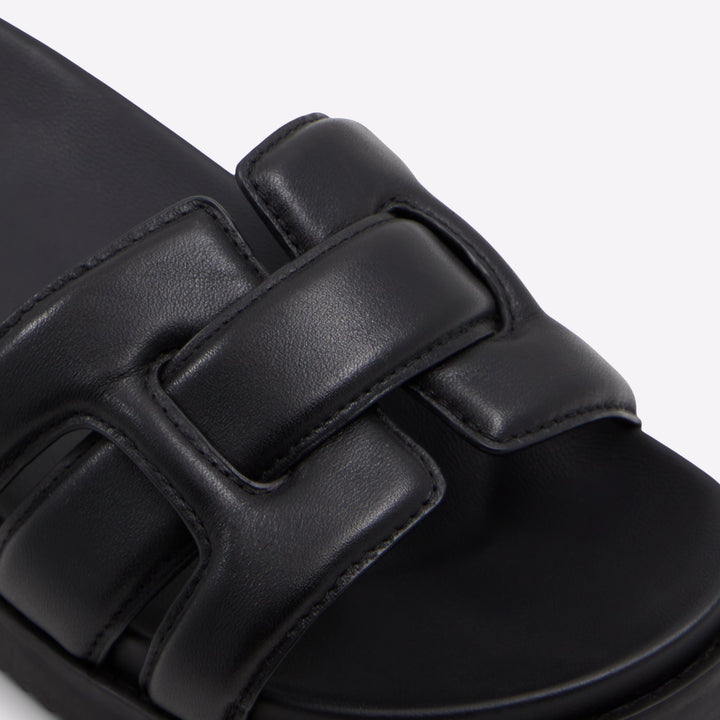 Sandálias rasas em pele preto - WYLALAENDAR