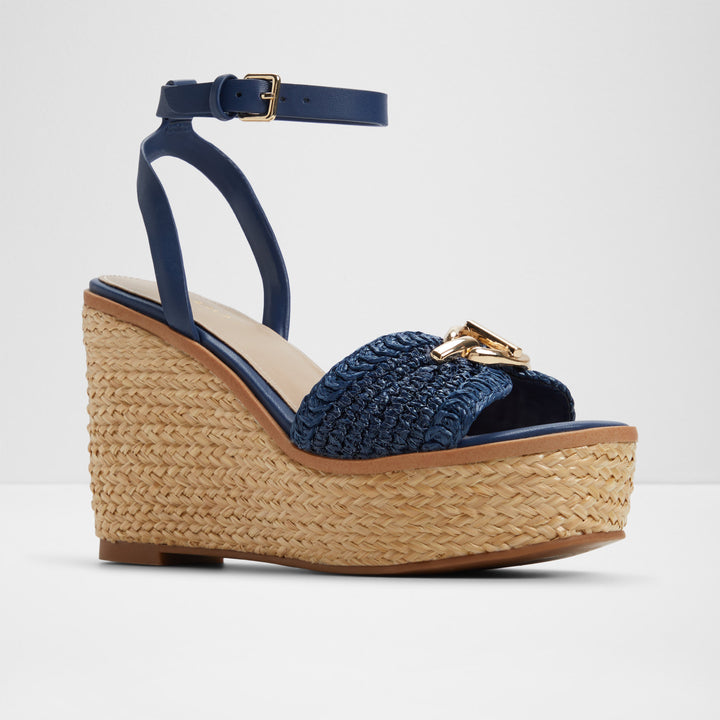 Sandálias de cunha em azul marinho - YBYLIN