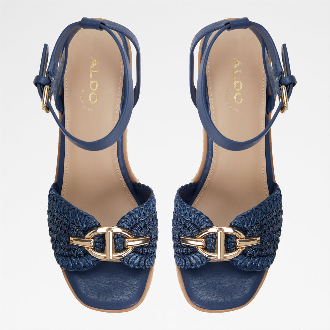 Sandálias de cunha em azul marinho - YBYLIN
